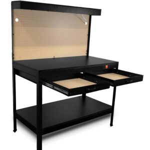 WEN WB4723T 48-Inch Workbench with Power Outlets and Light, Black