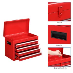 TUFFIOM 5-Drawer Rolling Tool Chest, Tool Storage Cabinet w/Drawers, Wheels, Detachable Top & Adjustable Shelf, Mechanic Tool Organizer Box for Garage, Workshop, Warehouse & Repair Shop, Red