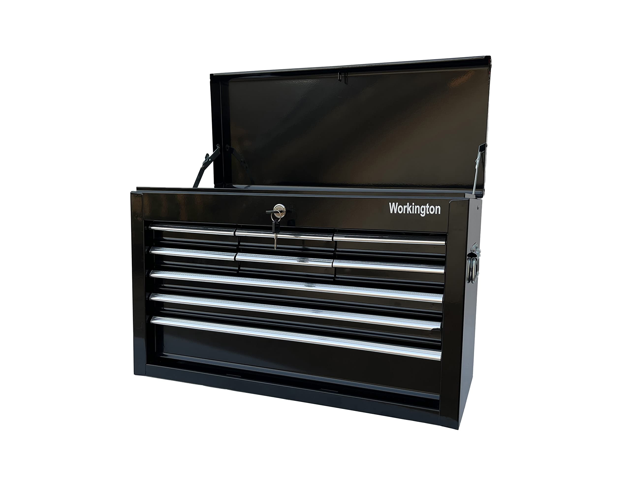 Workington Portable Metal Tool Chest with 9 Drawers, 24" 9-Drawer Tool Chest Cabinet with Ball Bearing Drawer Slides, Steel Tool Storage Box Organizer 4006 Black