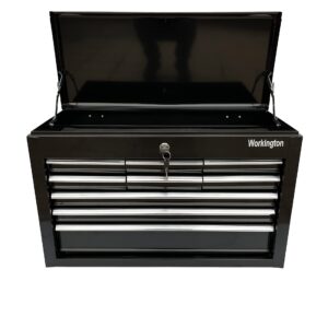 Workington Portable Metal Tool Chest with 9 Drawers, 24" 9-Drawer Tool Chest Cabinet with Ball Bearing Drawer Slides, Steel Tool Storage Box Organizer 4006 Black