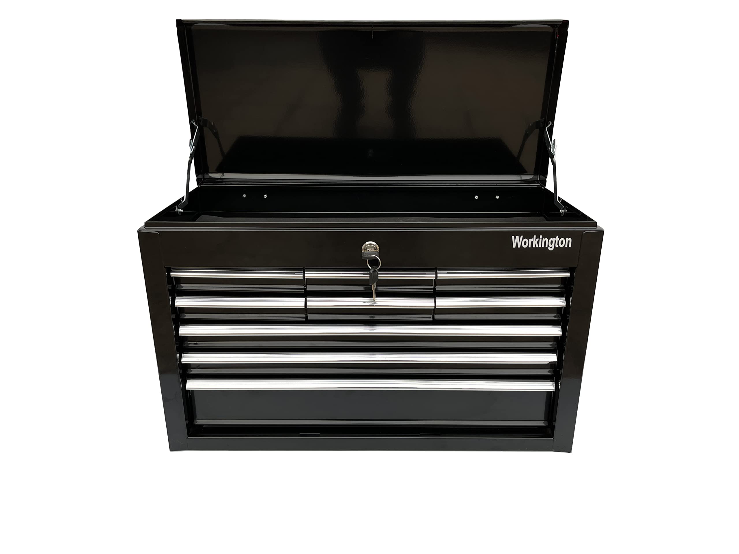 Workington Portable Metal Tool Chest with 9 Drawers, 24" 9-Drawer Tool Chest Cabinet with Ball Bearing Drawer Slides, Steel Tool Storage Box Organizer 4006 Black