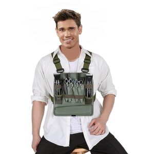 Muserise Leather Fashionable & Functional Chest Rig Bag for Barbers, Stylish Haircut Tools Storage Chest Bag for Barber (Olive)