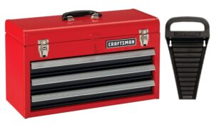 craftsman tool chest, 3-drawer, portable, with wrench organizer, stainless steel, capacity holds up to 25-lb in each drawer (cmst53005rb)