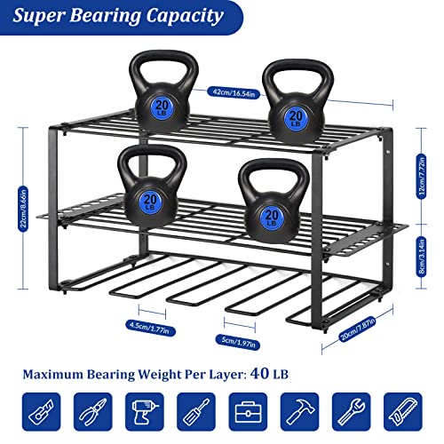 Handwell Tool Storage Organizer, 3 Layers, Heavy Duty Steel, Wall Mounted, Tool Rack for Tool Room, Workshop, Garage