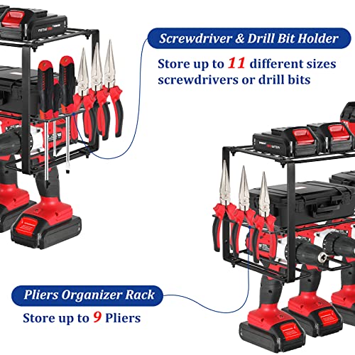 Handwell Tool Storage Organizer, 3 Layers, Heavy Duty Steel, Wall Mounted, Tool Rack for Tool Room, Workshop, Garage