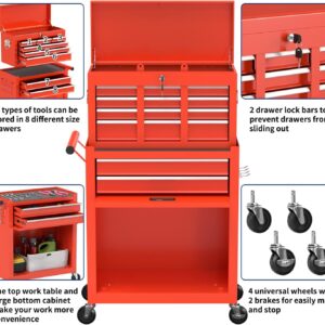 DUSACOM 8-Drawer High Capacity Rolling Tool Box with Wheels,Rolling Tool Chest with Drawer,Tool Box on 4 Wheels with Lock, Tool Storage Cabinet Removable Portable Box for Garage Warehouse