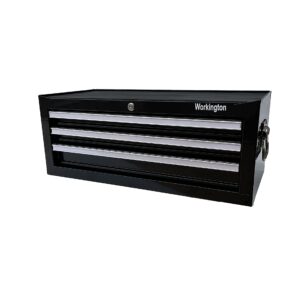Workington Industrial 3 Drawers Portable Metal Intermediate Box, 26" Middle Tool Chest Cabinet with Ball Bearing Drawer Slides, Steel Tool Storage Box Organizer 4009 Black