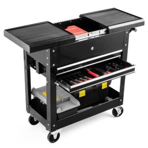 happytools happytool rolling tool cart, lockable tool chest mechanic w/storage drawers & wheels, tool box organizers on wheels for black