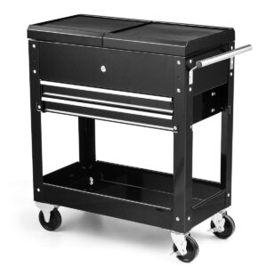 Happytools Happytool Rolling Tool Cart, Lockable Tool Chest Mechanic w/Storage Drawers & Wheels, Tool Box Organizers on Wheels for Black