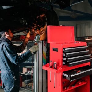 BIG RED 5-Drawer Rolling Tool Chest/Box with wheels,Metal Removable Tool Storage Cabinet for Garage and Workshop,Red/Black,ATBT3426R-RB