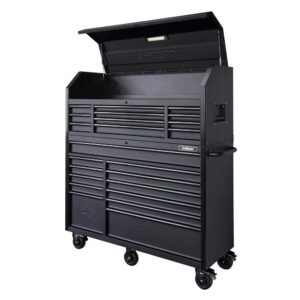 56 in. 23-Drawer Tool Chest and Rolling Cabinet Set 18 Ga. Steel 22 in. D, Textured Black Matte