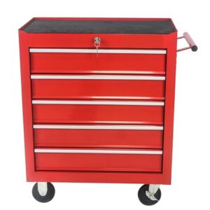 CuisinSmart Tool Chest,5 Drawers Multifunctional Tool Cart with Wheels,Metal Rolling Tool Cart Storage for Garage Workshop Warehouse Repair Shop,red