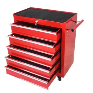 CuisinSmart Tool Chest,5 Drawers Multifunctional Tool Cart with Wheels,Metal Rolling Tool Cart Storage for Garage Workshop Warehouse Repair Shop,red