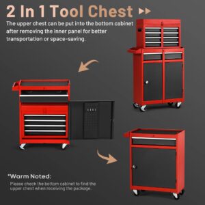 ERGOMASTER Rolling Tool Box Chest 5-Drawer - Upgrade Material for Heavy Duty Lockable Tool-Box & Removable Cabinet - for Garage and Workshop - Multicolor