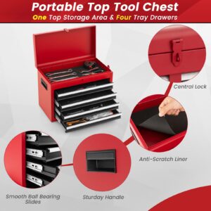 ERGOMASTER Rolling Tool Box Chest 5-Drawer - Upgrade Material for Heavy Duty Lockable Tool-Box & Removable Cabinet - for Garage and Workshop - Multicolor