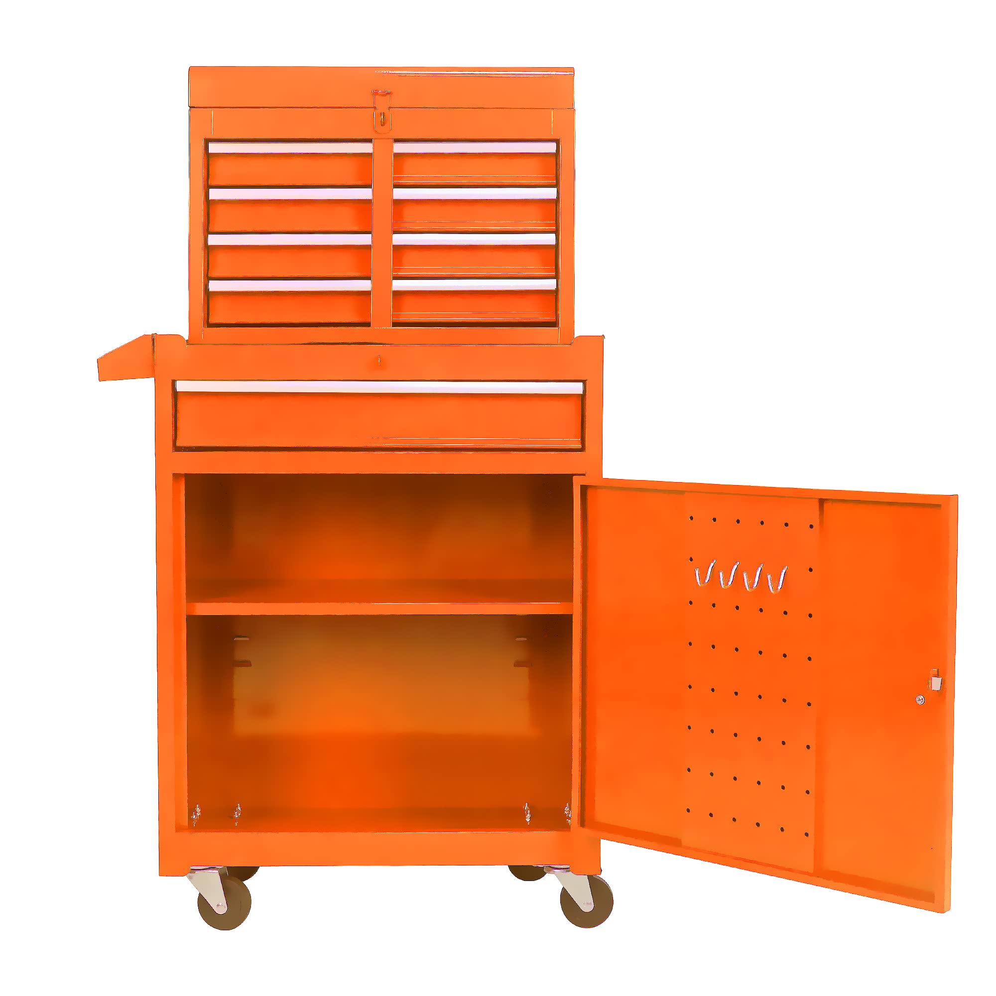 Dithoko 5-Drawer Rolling Tool Chest Cabinet, High Capacity Tool Box Storage Cabinet with Adjustable Shelf, Removable Tool Box Organizer with 4 Wheels for Garage Warehouse - Orange