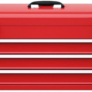 IRONMAX Portable Tool Box, Lockable Steel Tool Chest Cabinet w/ 3 Drawers & Top Tray, 3-Drawer Toolbox for Household, Warehouse, Repair Shop, Red