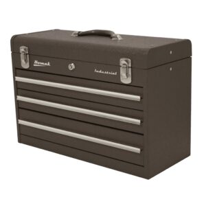 homak industrial 20-inch 3-drawer friction toolbox, brown wrinkle powder coat, bw00203200