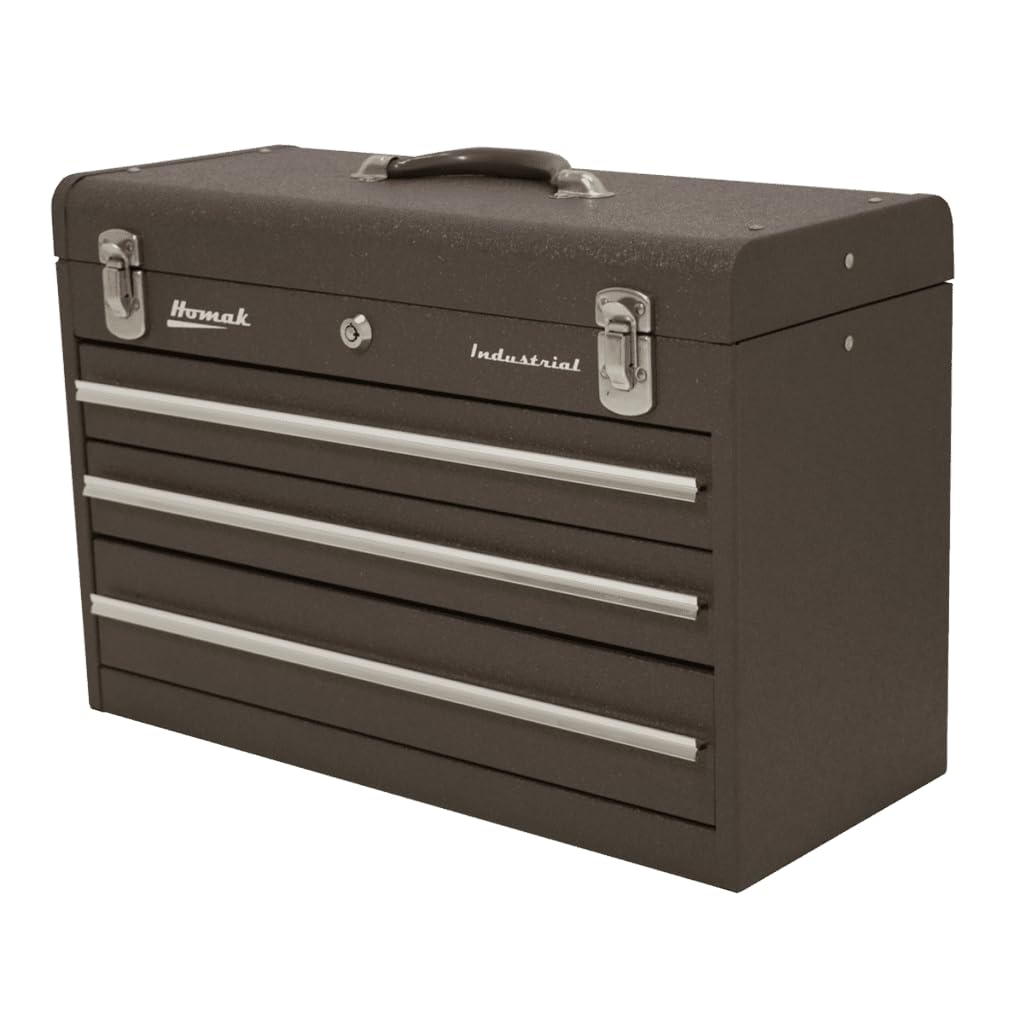 Homak Industrial 20-Inch 3-Drawer Friction Toolbox, Brown Wrinkle Powder Coat, BW00203200