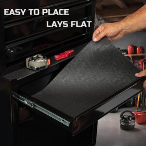 ONREVA Tool Box Liner 18 inch Wide x 24 ft Large, Thick Heavy Duty Toolbox Drawer Liners, Rolling Tool Chest Liner Foam, Shelf Rubber Mat, Black Non-Slip Organizer Liner for Cabinet, Workbench