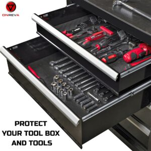 ONREVA Tool Box Liner 30 inch wide x 22 ft Large, Thick Heavy Duty Toolbox Drawer Liners, Rolling Tool Chest Liner Foam, Shelf Rubber Mat, Non-slip Organizer Liner for Cabinet, Workbench