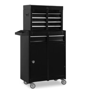 big red torin rolling garage workshop organizer : detachable 4 drawer tool chest with large storage cabinet and adjustable shelf, 20.3" l x 11" w x 40.4" h, black