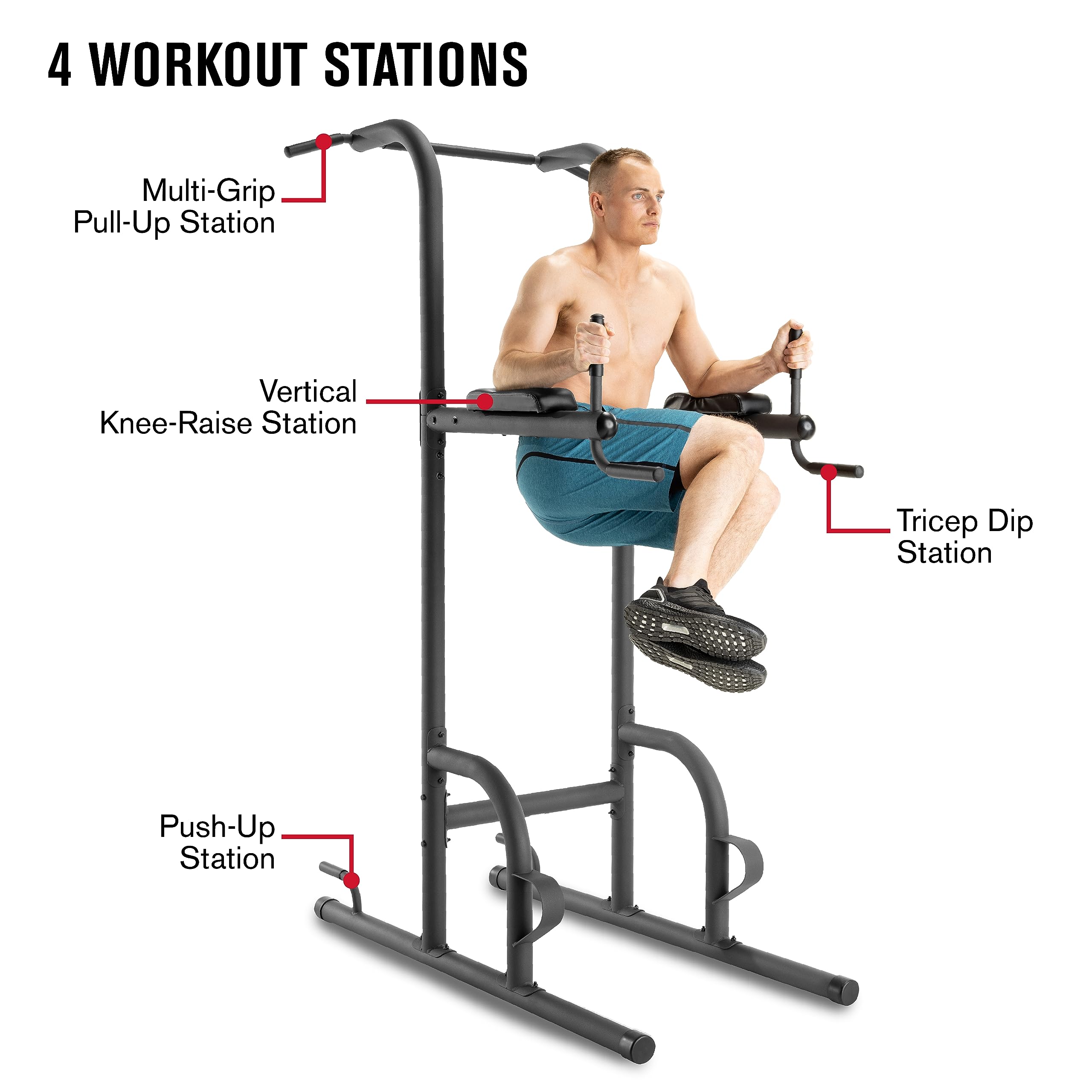 Weider Power Tower with 4 Workout Stations and 300 Lb. User Capacity