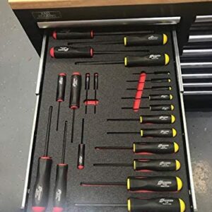 5S TOOL BOX SHADOW FOAM ORGANIZERS (2 COLOR) FITS CRAFTSMAN WATERLOO and HUSKY TOOL CHESTS (10.625" x 22.25", Black Top/Red Bottom)