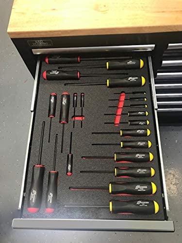 5S TOOL BOX SHADOW FOAM ORGANIZERS (2 COLOR) FITS CRAFTSMAN WATERLOO and HUSKY TOOL CHESTS (10.625" x 22.25", Black Top/Red Bottom)