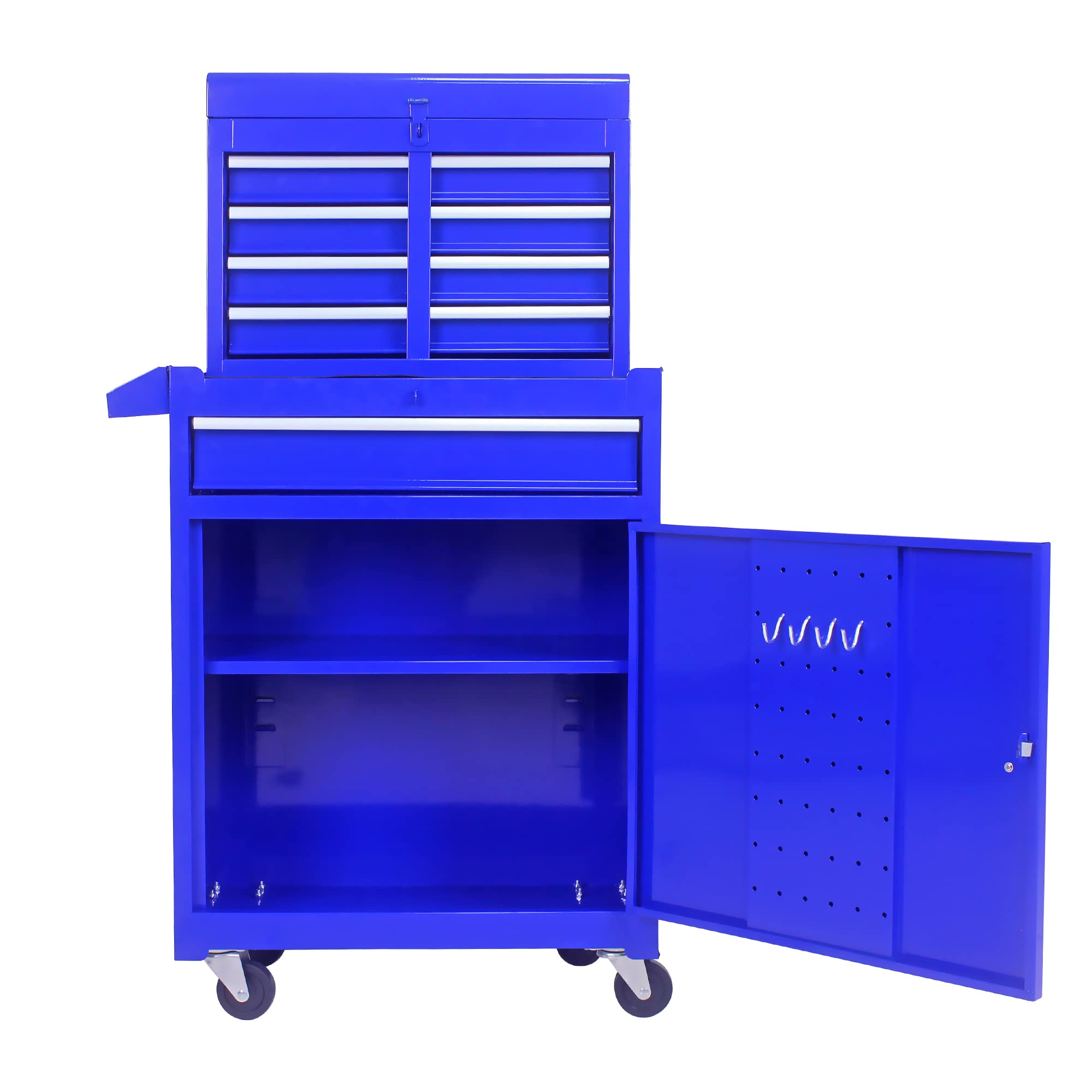 Dithoko 5-Drawer Rolling Tool Chest Cabinet, High Capacity Tool Box Storage Cabinet with Adjustable Shelf, Removable Tool Box Organizer with 4 Wheels for Garage Warehouse - Blue