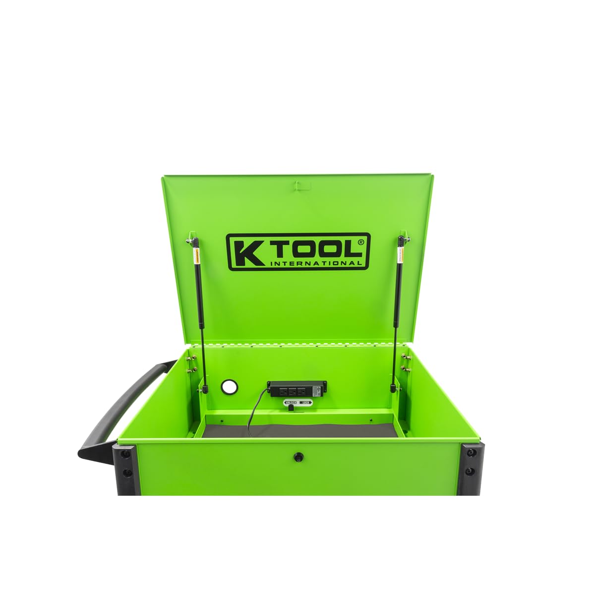 K Tool International 75124 35" Service Cart Tool Box for Garages, Repair Shops, and DIY, (7) Drawers, Locking Lid, (4) 5" Swivel Casters (2) with Brake, Protective Bumpers, Matte Finish, Neon Green