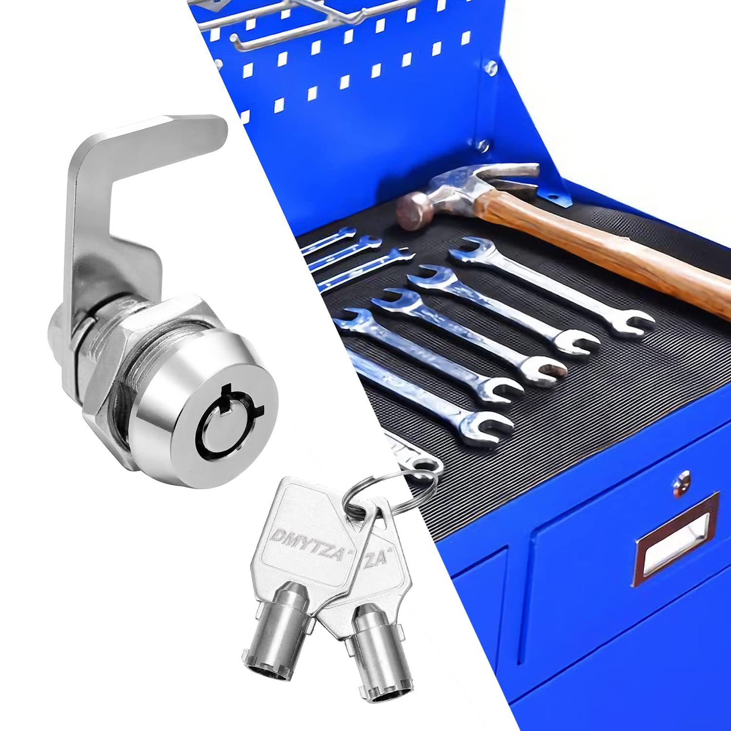 Cam Lock 5/8" Toolbox Lock 90 Degree, Tubular Lock with 2 Keyes, Cylinder Lock for File Cabinet and Mailbox use, Zinc Alloy