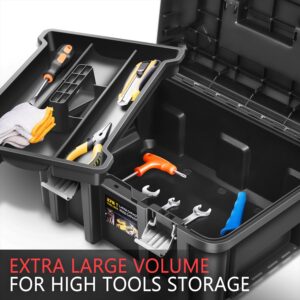 ‎DNA MOTORING 2pcs Tool Boxes Set - Lockable Organizer Storage Portable Toolbox with Removable Tray for Workshop Garage & Household, Large Capacity, TOOLS-00310