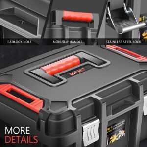 ‎DNA MOTORING 2pcs Tool Boxes Set - Lockable Organizer Storage Portable Toolbox with Removable Tray for Workshop Garage & Household, Large Capacity, TOOLS-00310