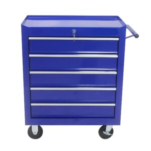 CuisinSmart Tool Chest,5 Drawers Multifunctional Tool Cart with Wheels,Metal Rolling Tool Cart Storage for Garage Workshop Warehouse Repair Shop,Blue