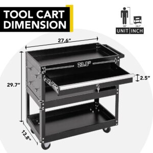 SUN & SUMMER Tool Chest with Wheels, Rolling 3-Tier Tool Box with Wheels 330 LBS Capacity Heavy Duty Utility Industrial Service Cart with Locking System Drawer for Garage, Warehouse & Repair Shop