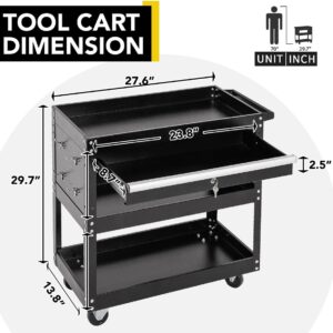 SUN & SUMMER Tool Chest with Wheels, Rolling 3-Tier Tool Box with Wheels 330 LBS Capacity Heavy Duty Utility Industrial Service Cart with Locking System Drawer for Garage, Warehouse & Repair Shop