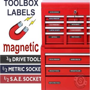 "Magnetic" Tool Box Organizer Labels (Green Edition) Organize Boxes, Drawers & cabinets "Quick & Easy", fits All Brands of 'Steel' Tool Chest Including Craftsman & Snap-on