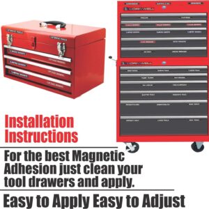 "Magnetic" Tool Box Organizer Labels (Green Edition) Organize Boxes, Drawers & cabinets "Quick & Easy", fits All Brands of 'Steel' Tool Chest Including Craftsman & Snap-on