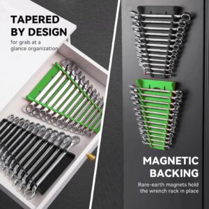 FTIHTRY 4Pack Magnetic Wrench Organizer wrench rack Tool Trays, Premium Quality Wrench Holder SAE(1/4" - 1/16") and Metric(6mm-24mm)