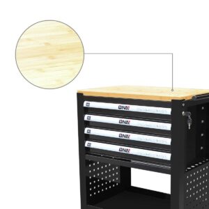 DNA MOTORING 30" W X 37" H X 18" D Large Capacity 4-Drawer Chest Rolling Tool Cart Locking Swivel Cabinet (TOOLS-00003) with Keys, Black