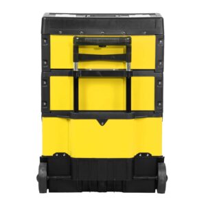 ‎DNA MOTORING TOOLS-00223 ‎19.5" x 28.5" x 12" 3-Tier Stackable Separate Hand Case Tool Boxes Trolley, 3-in-1 Storage Compartments,Yellow