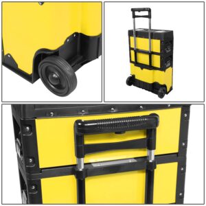 ‎DNA MOTORING TOOLS-00223 ‎19.5" x 28.5" x 12" 3-Tier Stackable Separate Hand Case Tool Boxes Trolley, 3-in-1 Storage Compartments,Yellow