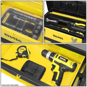 ‎DNA MOTORING TOOLS-00223 ‎19.5" x 28.5" x 12" 3-Tier Stackable Separate Hand Case Tool Boxes Trolley, 3-in-1 Storage Compartments,Yellow