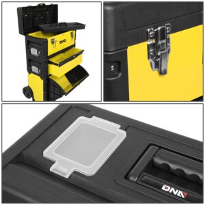 ‎DNA MOTORING TOOLS-00223 ‎19.5" x 28.5" x 12" 3-Tier Stackable Separate Hand Case Tool Boxes Trolley, 3-in-1 Storage Compartments,Yellow