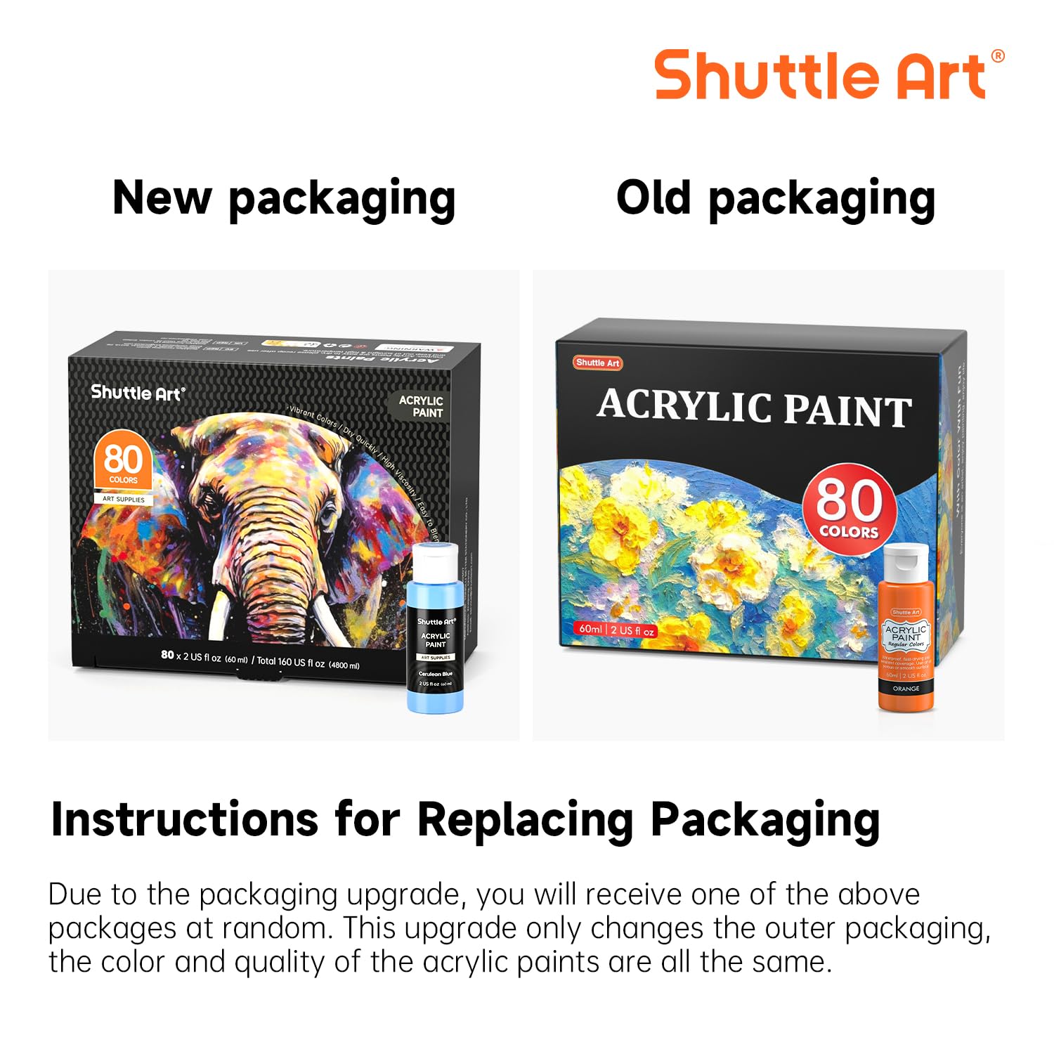 80 Colors Acrylic Paint, Shuttle Art Acrylic Paint set with 12 Paint Brushes, 2oz/60ml Bottles, Rich Pigmented, Water Proof, Premium Paints for Artists, Beginners and Kids on Canvas Rocks Wood Ceramic