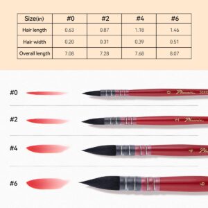 Lightwish Watercolor Brushes Set, Synthetic Squirrel Hair Paint Brushes kit for Artists, Adults, and Hobbists, Pointed Round Mop Brush for Watercolor, Gouache,4 Pcs