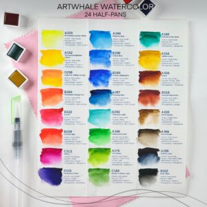 Art Whale Artists' Watercolor 24 Colors in Half-Pans