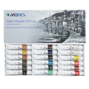 marie's water soluble oil color paint set - 12ml tubes - solvent-free - assorted colors - [set of 18]