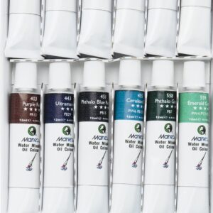 Marie's Water Soluble Oil Color Paint Set - 12ml Tubes - Solvent-Free - Assorted Colors - [Set of 18]